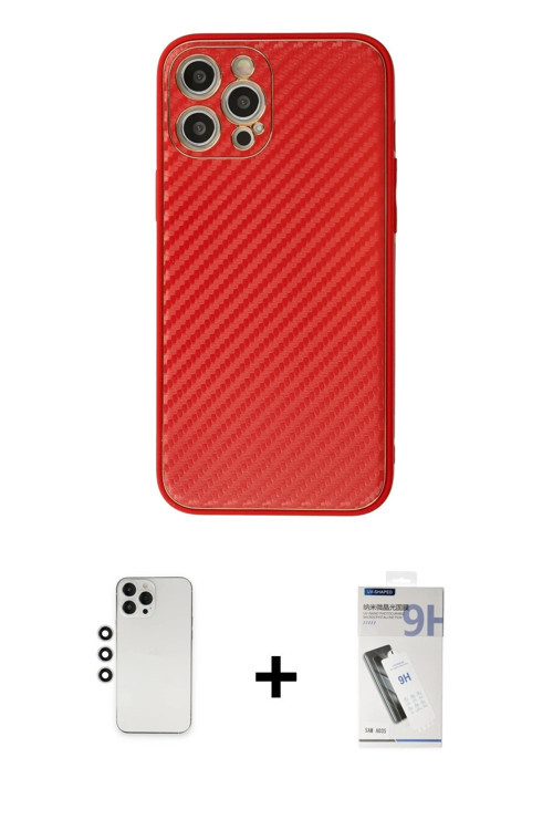 ieg™ iPhone 12 Pro Kılıf Ahenk Işık - Şeffaf Uv Polymer Nano Ekran Koruyucu + Gümüş Shine Kamera Len