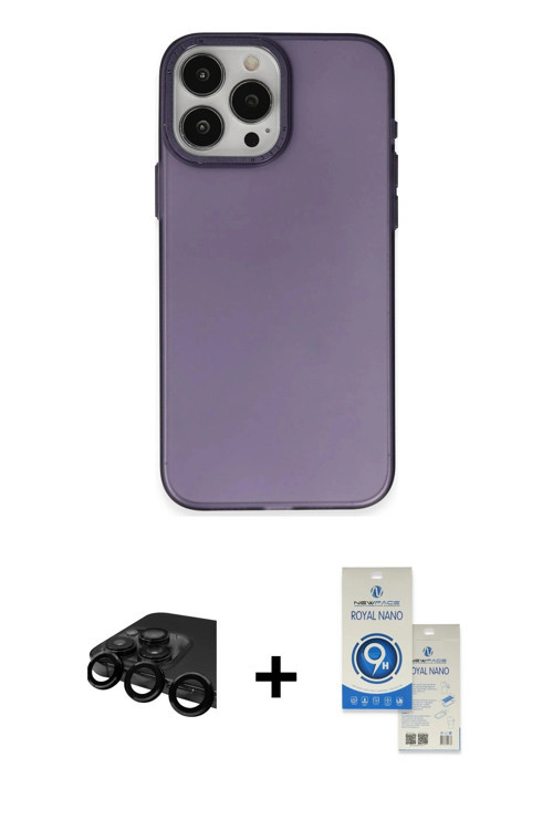 ieg™ iPhone 15 Pro Kılıf Ahenk Çizgi Prime - Şeffaf Royal Nano Ekran Koruyucu + Siyah Raze Metal Kam