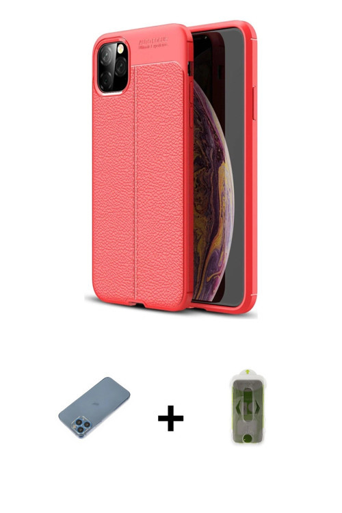 ieg™ iPhone 11 Pro Max Kılıf Doruk Klasik Özel Seri - Siyah Joko Magic 5D Hayalet Cam + Mavi Shine K