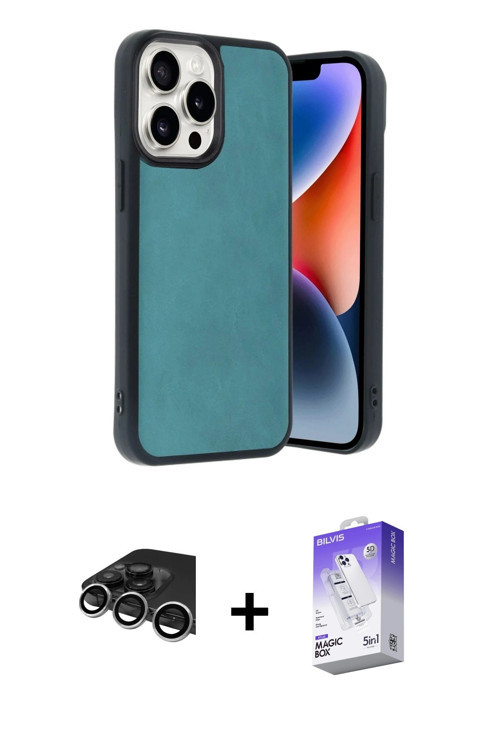 iPhone 14 Pro Max Kılıf Kıvılcım Işık Serisi - Siyah Bilvis 5in1 3D Magic Cam Ekran Koruyucu +