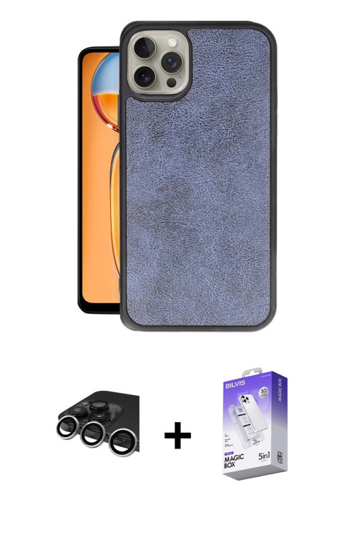 iPhone 14 Pro Max Kılıf Kıvılcım Işık Serisi - Siyah Bilvis 5in1 3D Magic Cam Ekran Koruyucu +