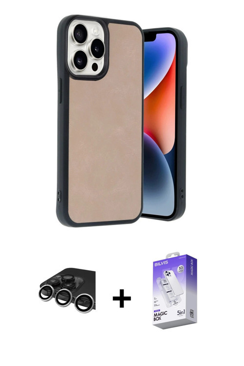 iPhone 14 Pro Max Kılıf Kıvılcım Işık Serisi - Siyah Bilvis 5in1 3D Magic Cam Ekran Koruyucu +