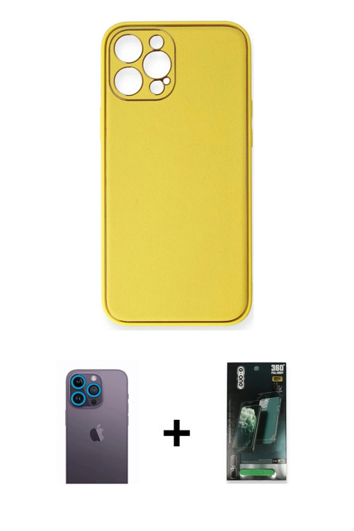 ieg™ iPhone 12 Pro Max Kılıf Yadigar Klasik - Şeffaf 360 Full Body Arka Koruyucu + Mavi Neon Fosforl