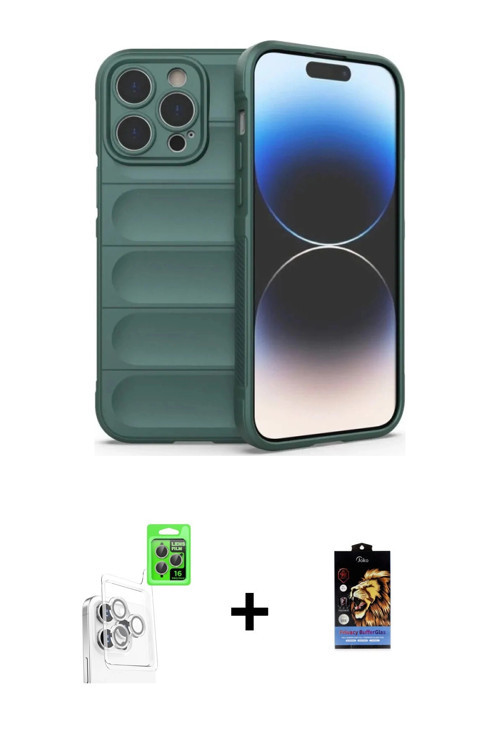 ieg™ iPhone 16 Pro Max Kılıf Atlas Koleksiyonu - Siyah Buffer Hayalet Cam Ekran Koruyucu + Beyaz Raz
