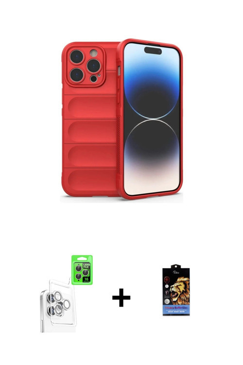 ieg™ iPhone 16 Pro Max Kılıf Atlas Koleksiyonu - Siyah Buffer Hayalet Cam Ekran Koruyucu + Beyaz Raz
