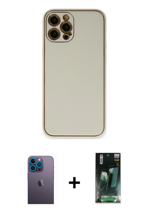ieg™ iPhone 12 Pro Max Kılıf Yadigar Klasik - Şeffaf 360 Full Body Arka Koruyucu + Mavi Neon Fosforl