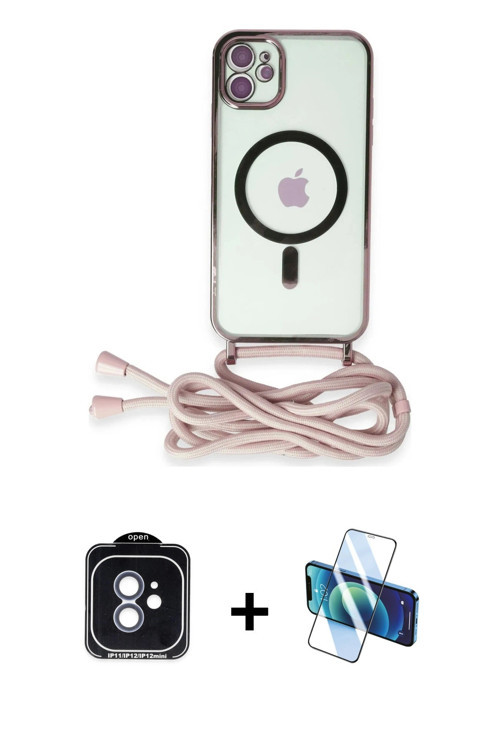 ieg™ iPhone 11 Kılıf Eksen Özel Seri - Siyah 3D Antistatik Seramik Nano Ekran Koruyucu + Mavi PVD Me