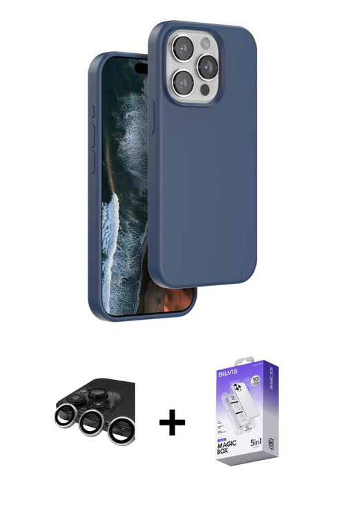 ieg™ iPhone 15 Pro Kılıf Kıvılcım Çizgi Serisi - Siyah Bilvis 5in1 3D Magic Cam Ekran Koruyucu + Güm