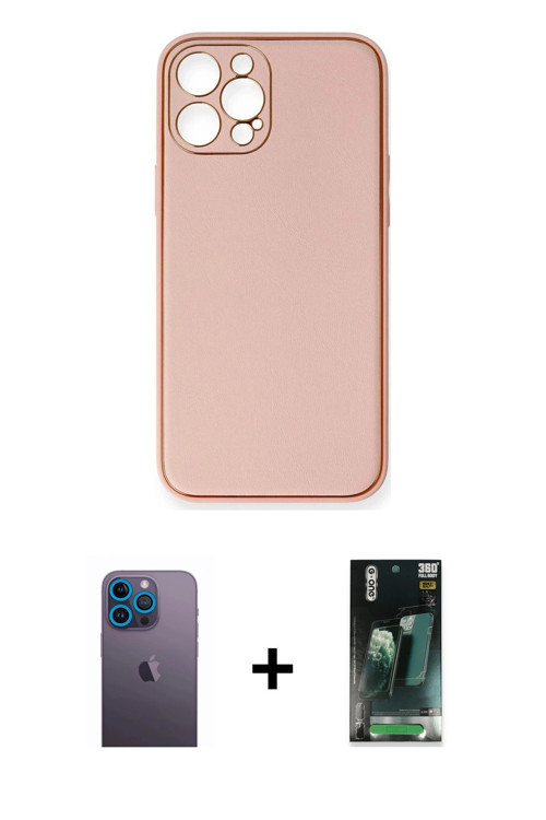 ieg™ iPhone 12 Pro Max Kılıf Yadigar Klasik - Şeffaf 360 Full Body Arka Koruyucu + Mavi Neon Fosforl