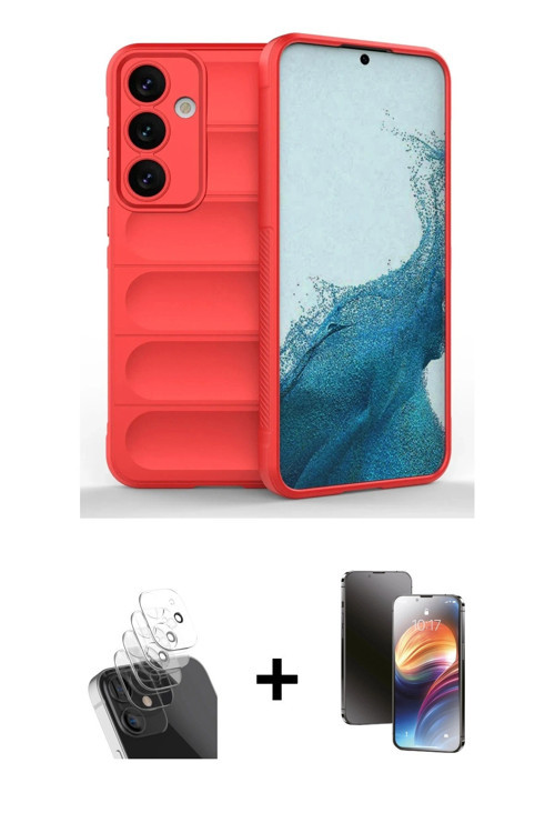 ieg™ Galaxy S24 Kılıf Atlas Koleksiyonu - Siyah 3D Antistatik Mat Seramik Nano Ekran Koruyucu + Şeff