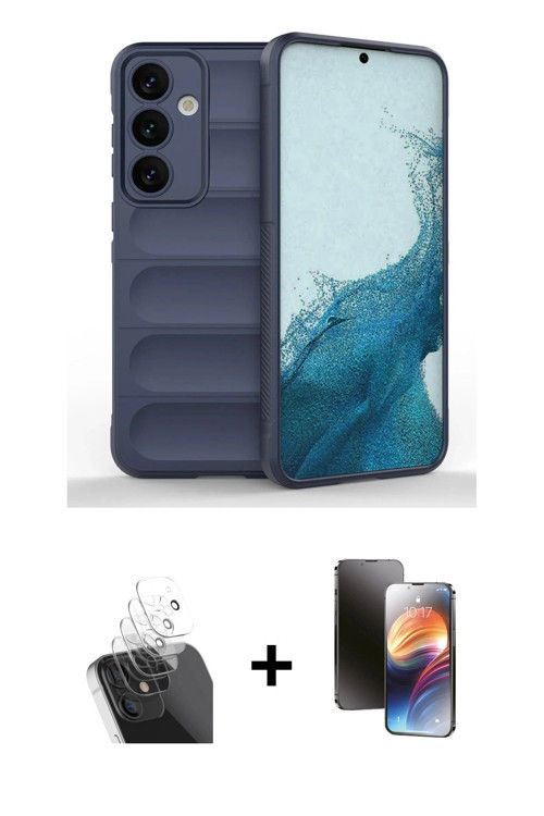 ieg™ Galaxy S24 Kılıf Atlas Koleksiyonu - Siyah 3D Antistatik Mat Seramik Nano Ekran Koruyucu + Şeff