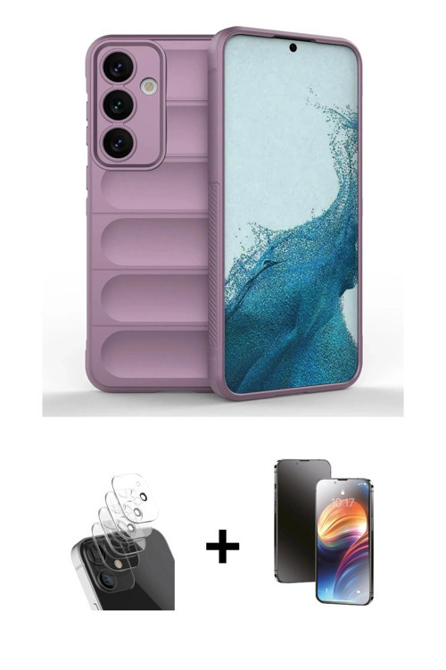 ieg™ Galaxy S24 Kılıf Atlas Koleksiyonu - Siyah 3D Antistatik Mat Seramik Nano Ekran Koruyucu + Şeff