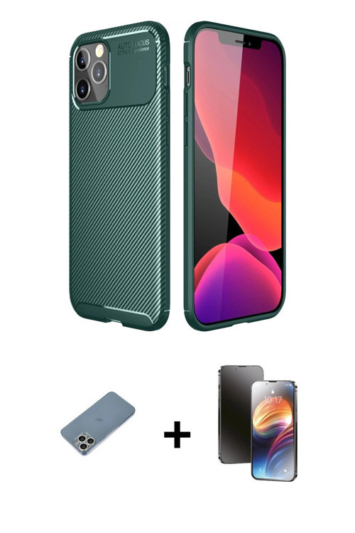 ieg™ iPhone 11 Pro Kılıf Eksen Form Prime - Siyah 3D Antistatik Mat Seramik Nano Ekran Koruyucu + Gü