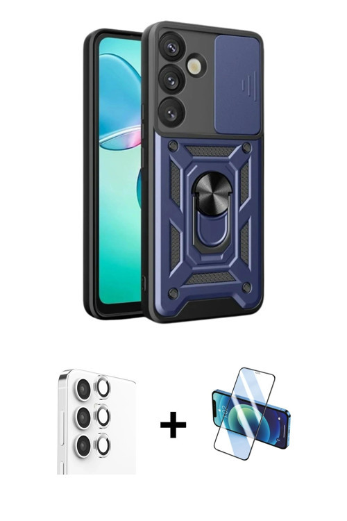 ieg™ Galaxy S25 Kılıf Ahenk Klasik - Siyah 3D Antistatik Seramik Nano Ekran Koruyucu + Gümüş Raze Me