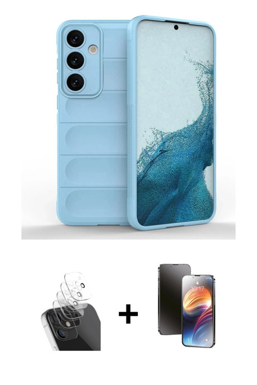 ieg™ Galaxy S24 Kılıf Atlas Koleksiyonu - Siyah 3D Antistatik Mat Seramik Nano Ekran Koruyucu + Şeff