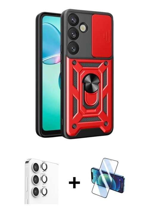 ieg™ Galaxy S25 Kılıf Ahenk Klasik - Siyah 3D Antistatik Seramik Nano Ekran Koruyucu + Gümüş Raze Me