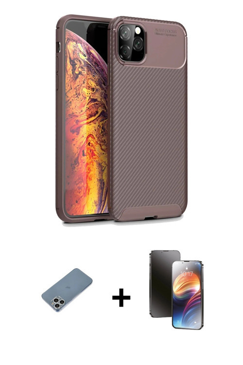 ieg™ iPhone 11 Pro Kılıf Eksen Form Prime - Siyah 3D Antistatik Mat Seramik Nano Ekran Koruyucu + Gü