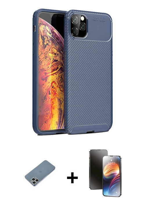 ieg™ iPhone 11 Pro Kılıf Eksen Form Prime - Siyah 3D Antistatik Mat Seramik Nano Ekran Koruyucu + Gü