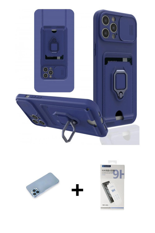 ieg™ iPhone 12 Pro Kılıf Vadi Form Prime - Şeffaf Uv Polymer Nano Ekran Koruyucu + Mavi Shine Kamera