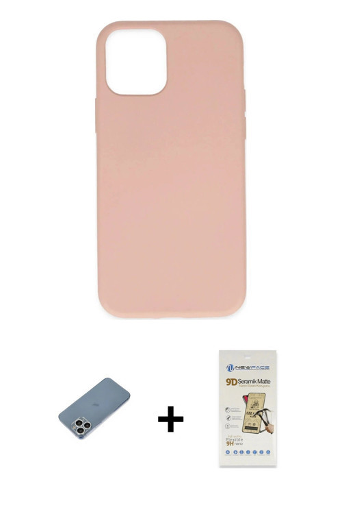ieg™ iPhone 11 Pro Max Kılıf Ahenk Serisi - Siyah Mat Seramik Nano Ekran Koruyucu + Gümüş Shine Kame