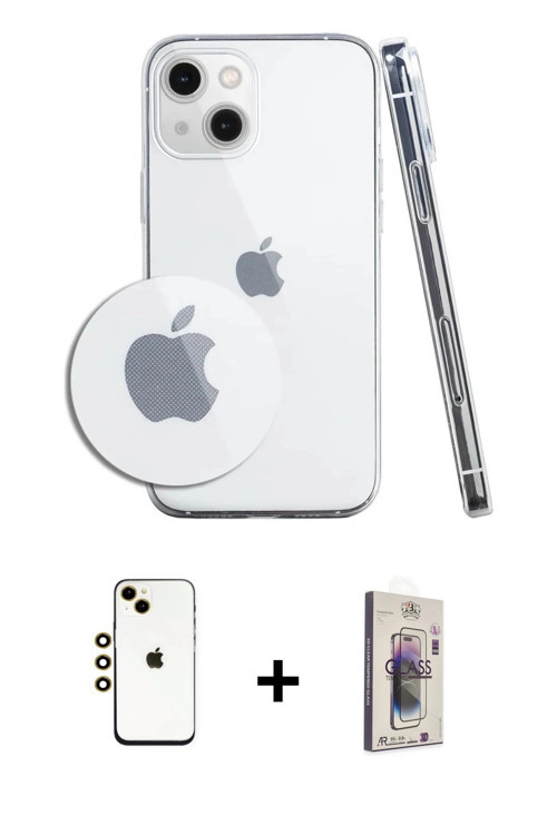ieg™ iPhone 14 Kılıf Zirve Doku - Siyah Bilvis 3D Cam Ekran Koruyucu + Gold Shine Kamera Lens