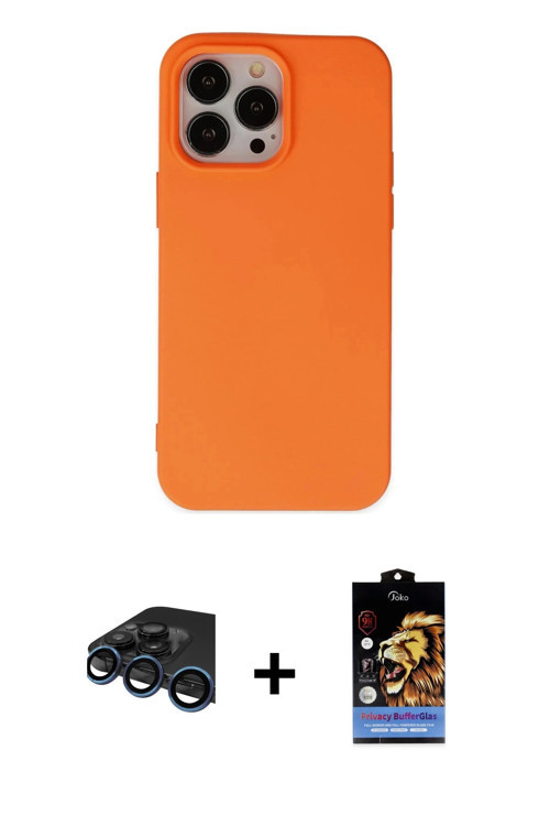 ieg™ iPhone 15 Pro Kılıf Ahenk Serisi - Siyah Buffer Hayalet Cam Ekran Koruyucu + Lacivert Raze Meta
