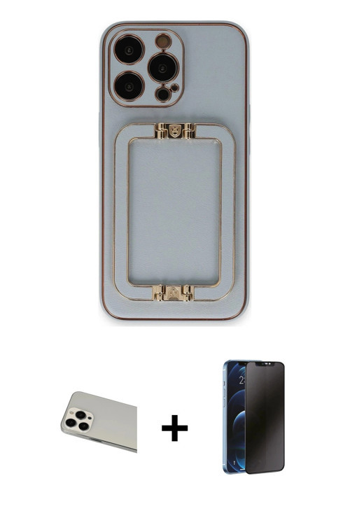iPhone 13 Pro Max Kılıf Kozmos Minimal Prime - Siyah 3D Antistatik Hayalet Cam Ekran Koruyucu +
