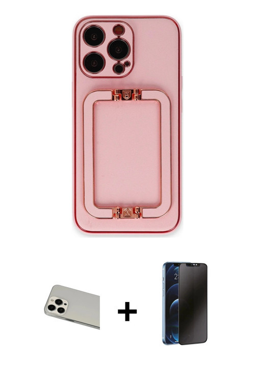 iPhone 13 Pro Max Kılıf Kozmos Minimal Prime - Siyah 3D Antistatik Hayalet Cam Ekran Koruyucu +