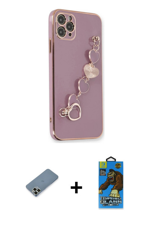 ieg™ iPhone 11 Pro Max Kılıf Nova Işık Prime - Siyah 18D Cam Ekran Koruyucu + Açık Yeşil Metal Kamer