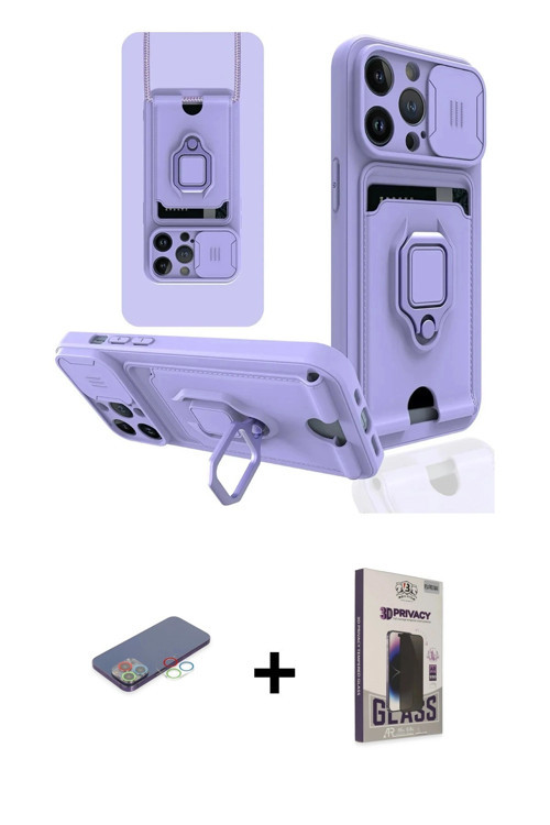 ieg™ iPhone 13 Pro Max Kılıf Vadi Form Prime - Siyah Bilvis Hayalet Cam Ekran Koruyucu + Mavi Renkli
