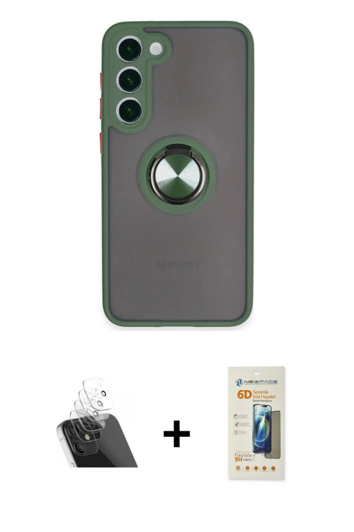 ieg™ Galaxy S23 Plus Kılıf Yörünge Çizgi - Siyah 6D Mat Seramik Hayalet Nano Ekran Koruyucu + Şeffaf