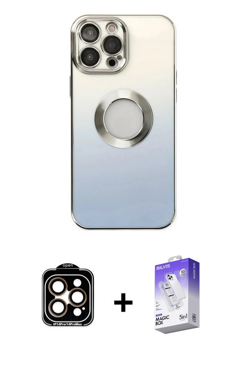 ieg™ iPhone 14 Pro Max Kılıf Kutup Yansıma Özel Seri - Siyah Bilvis 5in1 3D Magic Cam Ekran Koruyucu