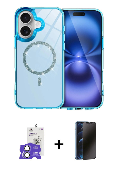 ieg™ iPhone 17 Kılıf Kıvılcım Form Prime - Siyah 3D Antistatik Hayalet Cam Ekran Koruyucu + Açık Yeş