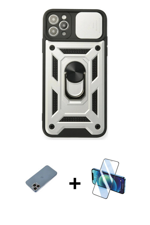 ieg™ iPhone 11 Pro Kılıf Ahenk Klasik - Siyah 3D Antistatik Seramik Nano Ekran Koruyucu + Gökkuşağı