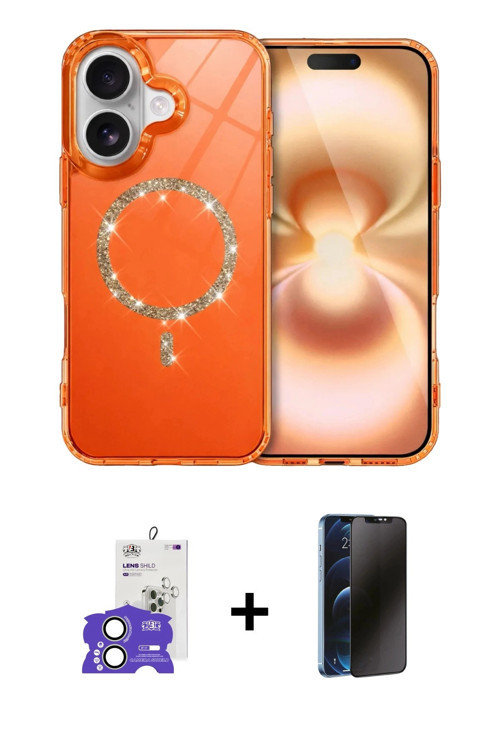 ieg™ iPhone 17 Kılıf Kıvılcım Form Prime - Siyah 3D Antistatik Hayalet Cam Ekran Koruyucu + Açık Yeş