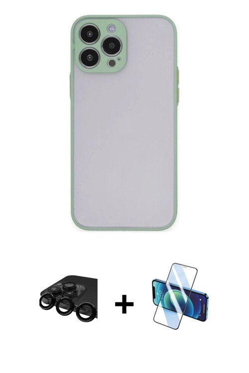 ieg™ iPhone 15 Pro Max Kılıf Ahenk Çizgi Serisi - Siyah 3D Antistatik Cam Ekran Koruyucu + Siyah Raz