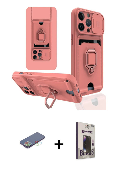 ieg™ iPhone 13 Pro Max Kılıf Vadi Form Prime - Siyah Bilvis Hayalet Cam Ekran Koruyucu + Mavi Renkli