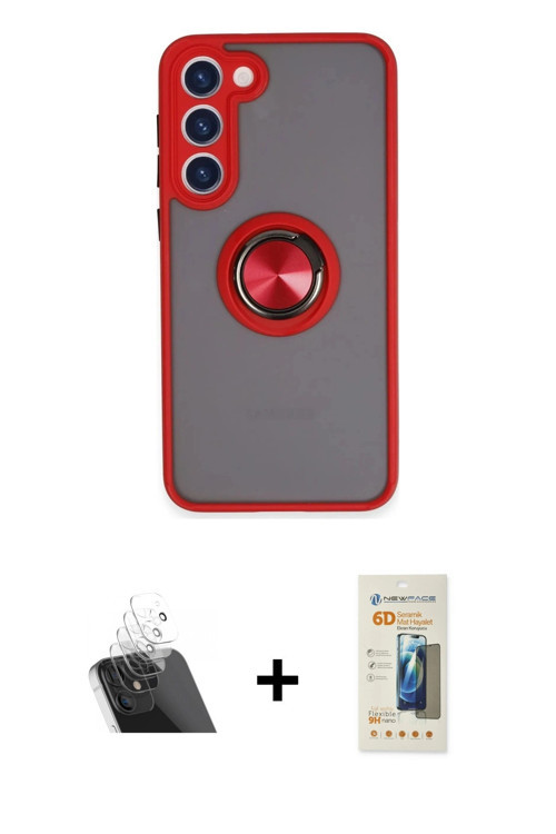 ieg™ Galaxy S23 Plus Kılıf Yörünge Çizgi - Siyah 6D Mat Seramik Hayalet Nano Ekran Koruyucu + Şeffaf