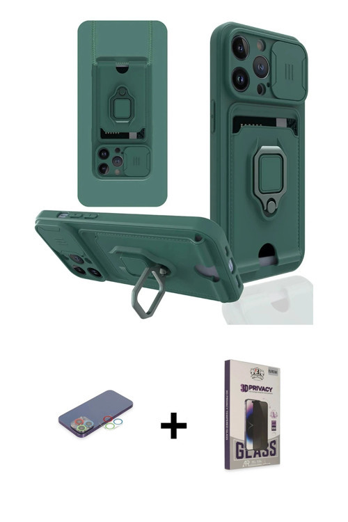 ieg™ iPhone 13 Pro Max Kılıf Vadi Form Prime - Siyah Bilvis Hayalet Cam Ekran Koruyucu + Mavi Renkli