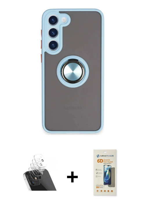 ieg™ Galaxy S23 Plus Kılıf Yörünge Çizgi - Siyah 6D Mat Seramik Hayalet Nano Ekran Koruyucu + Şeffaf