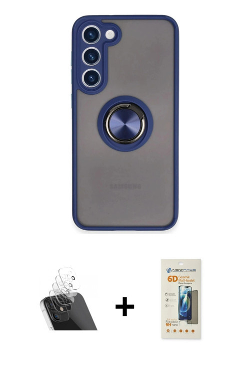 ieg™ Galaxy S23 Plus Kılıf Yörünge Çizgi - Siyah 6D Mat Seramik Hayalet Nano Ekran Koruyucu + Şeffaf