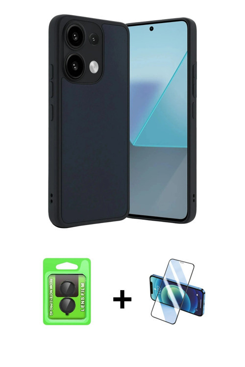 ieg™ Redmi Note 13 Pro 4G Kılıf Kıvılcım Işık Serisi - Siyah 3D Antistatik Cam Ekran Koruyucu + Siya