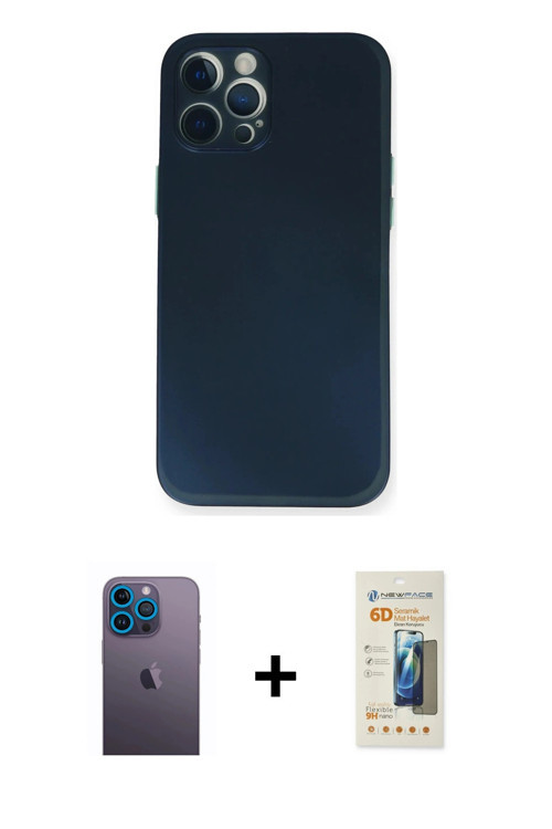 iPhone 12 Pro Kılıf Yadigar Yansıma Serisi - Siyah 6D Mat Seramik Hayalet Nano Ekran Koruyucu +