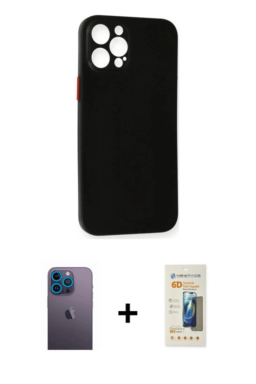 iPhone 12 Pro Kılıf Yadigar Yansıma Serisi - Siyah 6D Mat Seramik Hayalet Nano Ekran Koruyucu +
