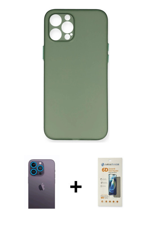 iPhone 12 Pro Kılıf Yadigar Yansıma Serisi - Siyah 6D Mat Seramik Hayalet Nano Ekran Koruyucu +