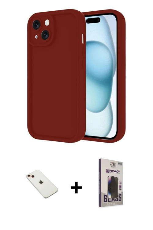 ieg™ iPhone 14 Kılıf Yankı Yansıma Özel Seri - Siyah Bilvis Hayalet Cam Ekran Koruyucu + Kırmızı Dia