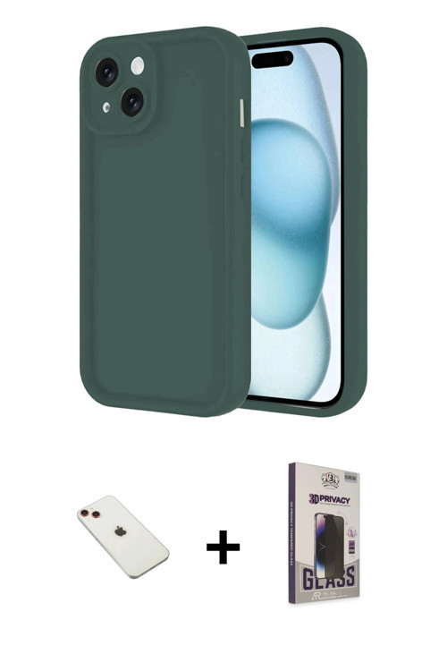 ieg™ iPhone 14 Kılıf Yankı Yansıma Özel Seri - Siyah Bilvis Hayalet Cam Ekran Koruyucu + Kırmızı Dia