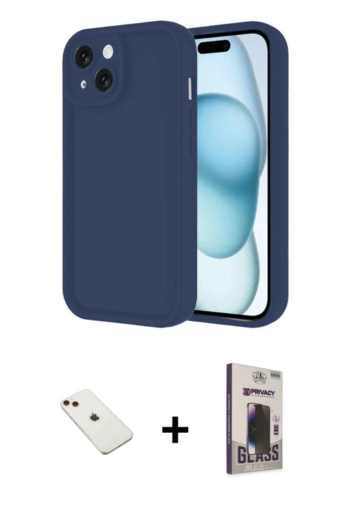 ieg™ iPhone 14 Kılıf Yankı Yansıma Özel Seri - Siyah Bilvis Hayalet Cam Ekran Koruyucu + Kırmızı Dia