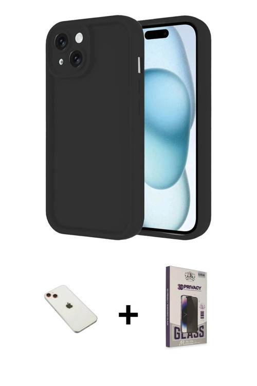 ieg™ iPhone 14 Kılıf Yankı Yansıma Özel Seri - Siyah Bilvis Hayalet Cam Ekran Koruyucu + Kırmızı Dia