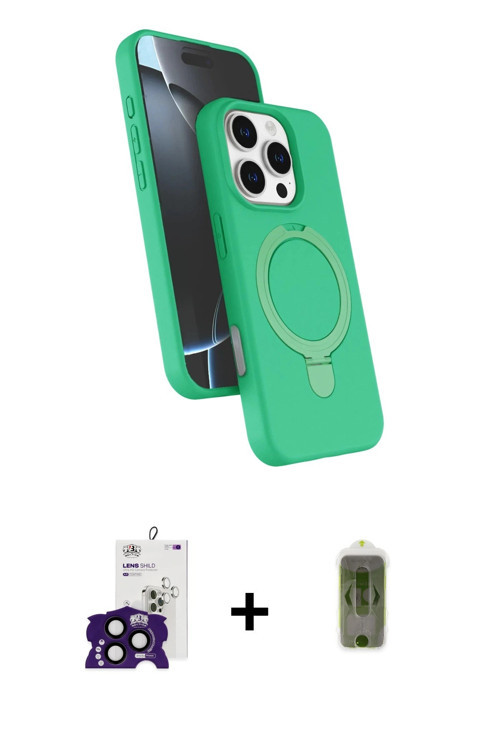 ieg™ iPhone 16 Pro Max Kılıf İz Işık Koleksiyonu - Siyah Joko Magic 5D Hayalet Cam + Siyah Bilvis Ti